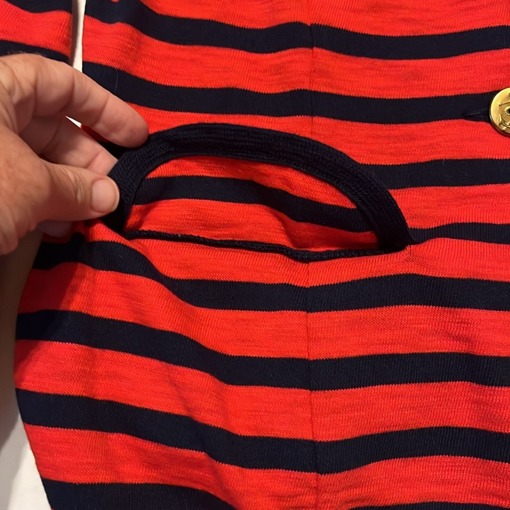 CAbi-M-Red & Blue Nautical Striped-preppy, nautical, long sleeve, cotton, Blazer - Picture 8 of 16